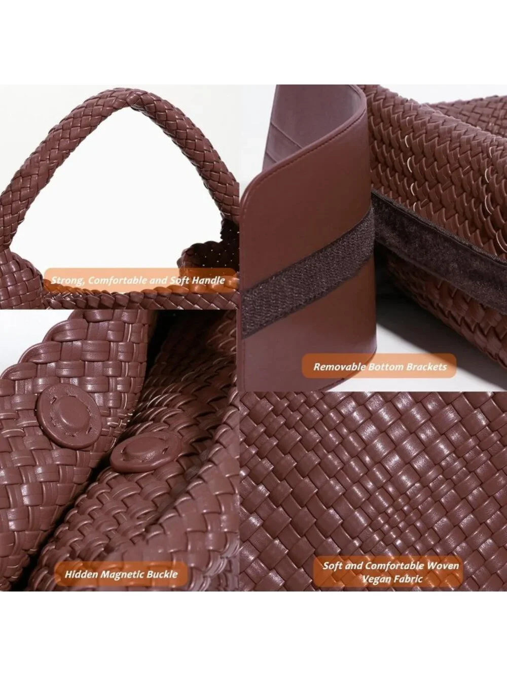 Stylish Woven Tote Bag for Women, Large Handmade Shoulder Hobo Purse, Commuter